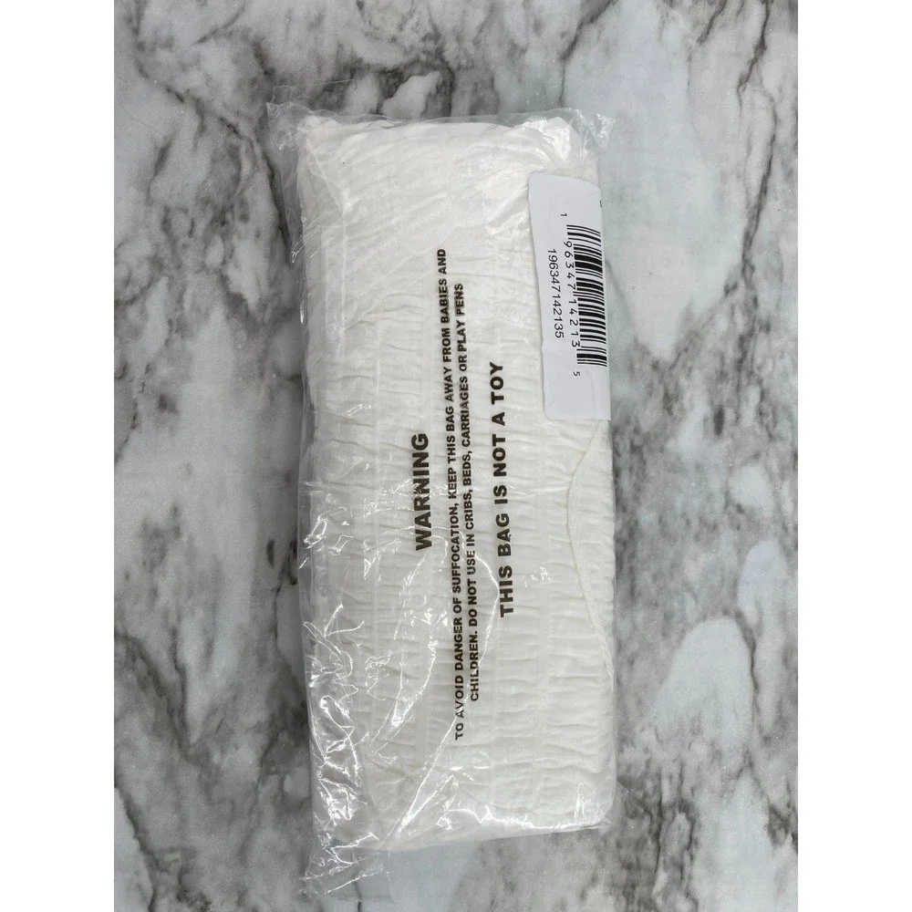 30 M Free People NWT Sugar Cube Crinkle Fabric Short Sleeve Tee Optic White Smal - Picture 11 of 12